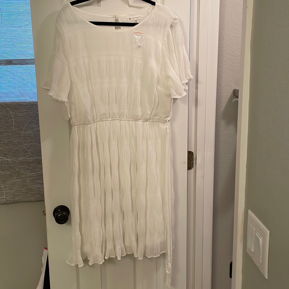 Bright White crinkle dress